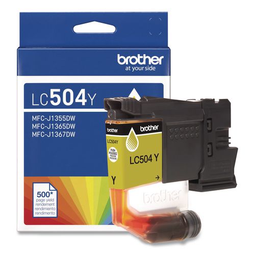 Brother LC504 INKvestment Ink, 500 Page-Yield, Yellow