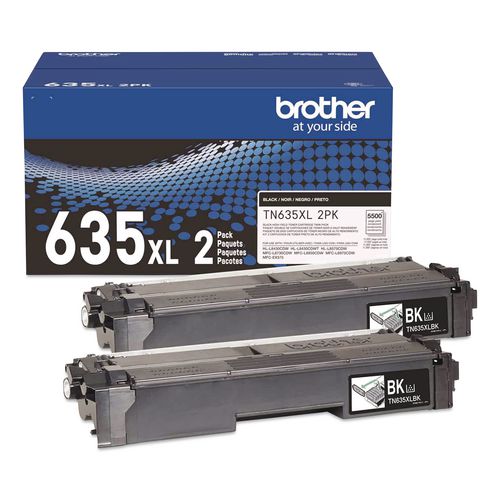 Brother TN635XL High-Yield Toner, 7,500 Page-Yield, Black, 2/Pack