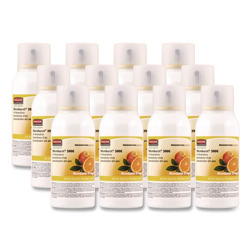 Rubbermaid Commercial Microburst 3000 Refill, Mandarin Orange, 2 oz Aerosol Spray, 12/Carton