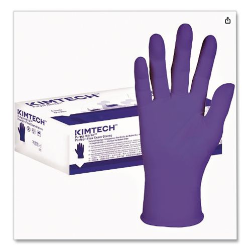 Kimtech PURPLE NITRILE Exam Gloves, Powder-Free, X-Small, 6 mil Thick, 9.5" Long, Purple, 100/Box