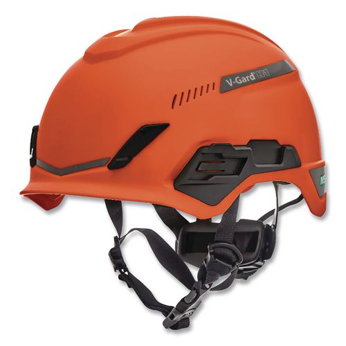 MSA V-Gard H1 Safety Helmet, Vented, Brimless, Fas-Trac III Pivot Ratchet Suspension, One Size Fits Most (6.5 to 8), Orange