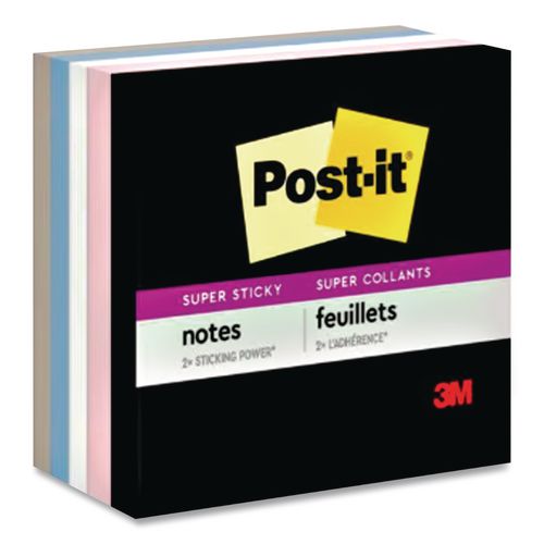 Post-it Notes Super Sticky Pads in Simply Serene Colors, Unruled, 3 x 3, (2) Pads of 45 Sheets, (1) Pad of 35 Sheets, 3 Pads/Pack