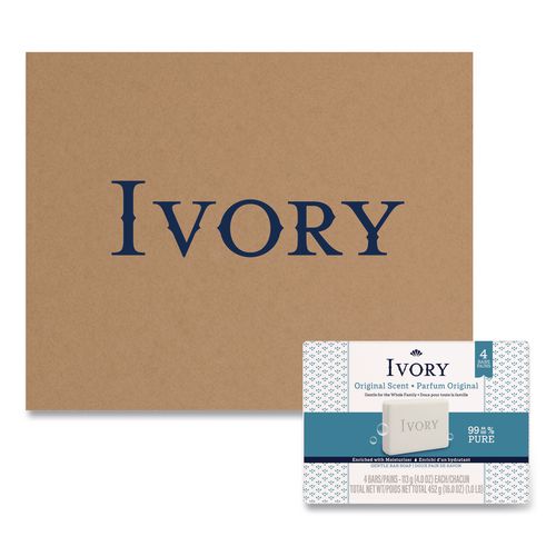 Ivory Bar Soap, Original Scent, 4 oz, 4/Pack, 18 Packs/Carton