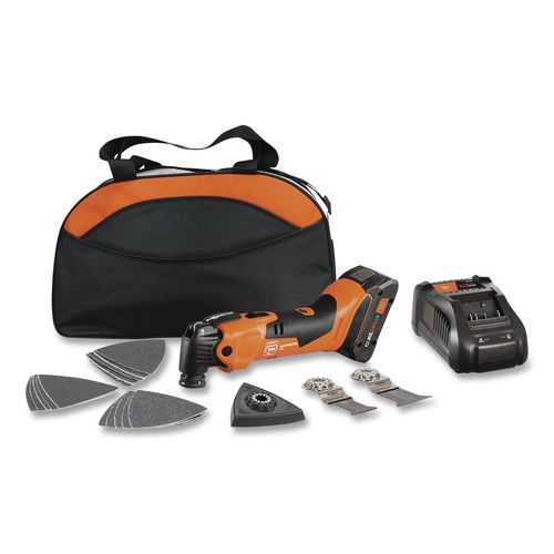 Fein MULTIMASTER AMM 500 AS 4 Ah Cordless Oscillating Multi-Tool Kit with 12 Accessories, Variable Speed