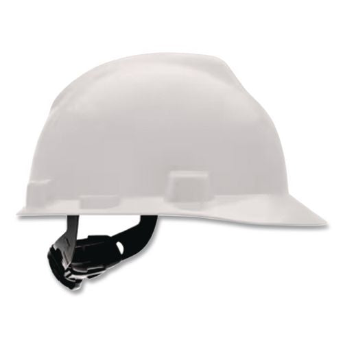 MSA V-Gard Hard Hats, Vented, Front Brim, Fas-Trac III Ratchet Suspension, One Size Fits Most (6.5 to 8), White