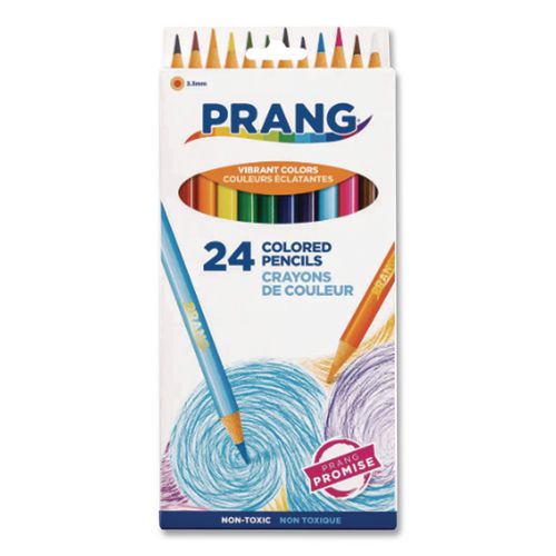 Prang Colored Pencil Sets, 3.3 mm, 2B, Assorted Lead and Barrel Colors, 24/Pack