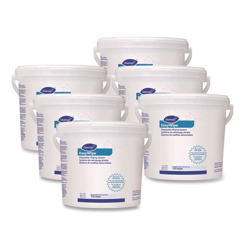 Diversey Easywipe Disposable Wiping Refill, White, 125/Tub, 6 Tub/Carton