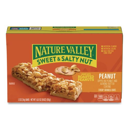 Nature Valley Granola Bars, Sweet and Salty Nut Peanut Cereal, 1.2 oz Bar, 16/Box