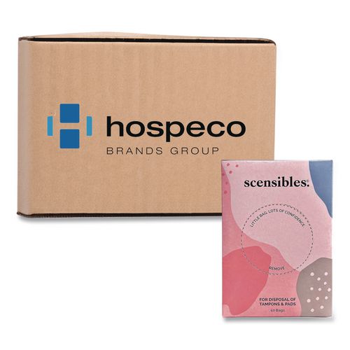 HOSPECO Scensibles Personal Disposal Bags, 3.38" x 2" x 9.75", Pink, 50 Bags/Box, 24 Boxes/Carton