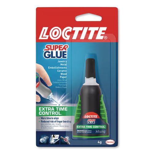Loctite Extra Time Control Super Glue, 0.14 oz, Dries Clear