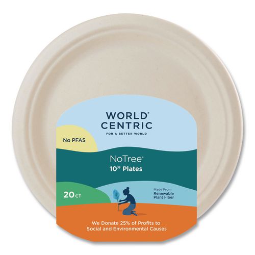 World Centric Fiber Plates, 10" dia, Natural, 20/Pack
