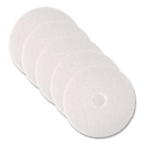 3M Ultra High-Speed Natural Blend Floor Burnishing Pads 3300, 20" Diameter, White, 5/Carton