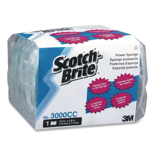 Scotch-Brite PROFESSIONAL Power Sponge 3000, 2.8 x 4.5, 0.6" Thick, Blue/Teal, 5/Pack