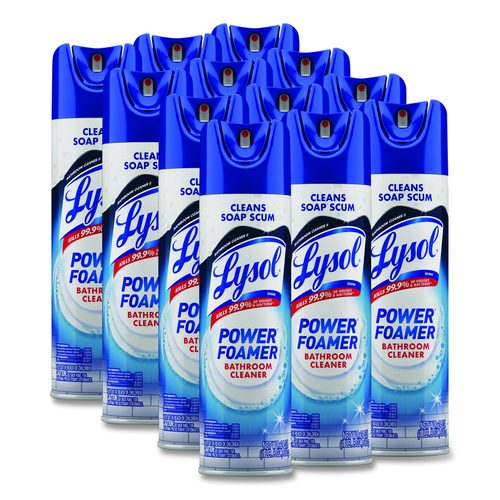 LYSOL Brand Power Foam Bathroom Cleaner, Unscented, 24 oz Aerosol Spray, 12/Carton