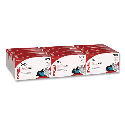 WypAll General Clean X60 Cloths, 1/4 Fold, 11 x 23, White, 100/Box, 9 Boxes/Carton