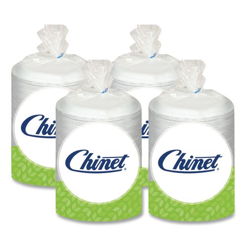 Chinet Heavyweight Plastic Plates, 9" dia, White, 125/Pack, 4 Packs/Carton