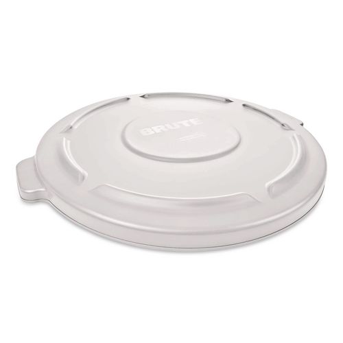 Rubbermaid Commercial BRUTE Self-Draining Flat Top Lids for 32 gal Round BRUTE Containers, 22.25" Diameter, White
