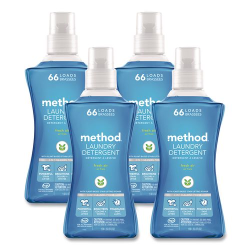 Method Laundry Detergent, Fresh Air Scent, 53.5 oz Bottle, 4/Carton