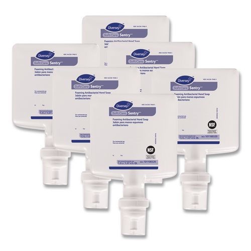 Diversey Soft Care Sentry Foaming Antibacterial Hand Soap Refill, Fragrance-Free, 1.3 L, 6/Carton