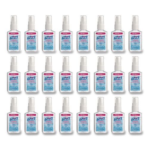 PURELL Advanced Hand Sanitizer Refreshing Gel, 2 oz Pump Bottle, Refreshing Scent, 24/Carton
