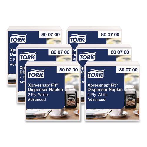 Tork Xpressnap Fit Interfold Dispenser Napkins, 2-Ply, 6.5 x 8.4, White, 720/Pack, 6 Packs/Carton