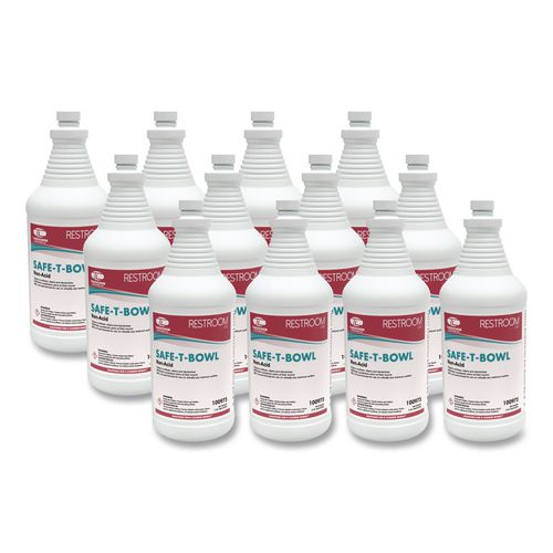 Theochem Laboratories Safe-T-Bowl Liquid Toilet Bowl Cleaner, Unscented, 32 oz Bottle, 12/Carton