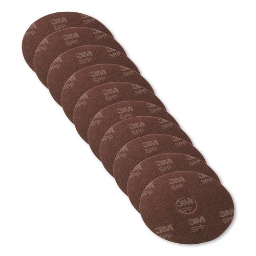 Scotch-Brite Surface Prep Floor Pads, 14" Diameter, Brown, 10/Carton