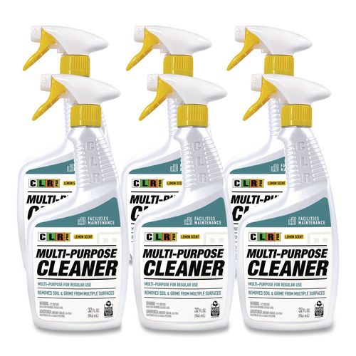 CLR PRO Multi-Purpose Cleaner, Lemon Scent, 32 oz Bottle, 6/Carton