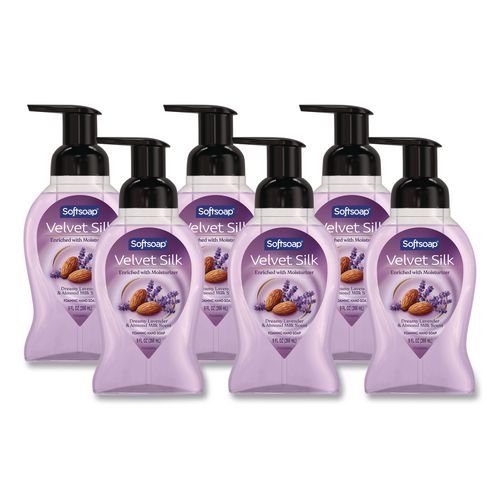 Softsoap Velvet Silk Foaming Liquid Hand Soap, Lavender and Almond Milk, 9 oz, 6/Carton