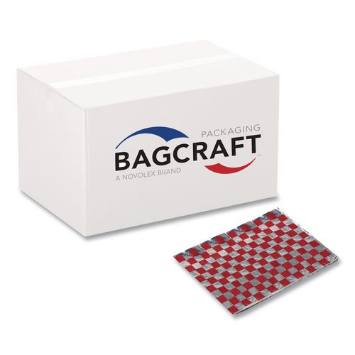 Bagcraft Foil Sheets, 10.5 x 13, Red Check, 500/Box, 4 Boxes/Carton
