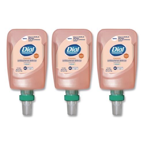 Dial Professional Antibacterial Defense Foaming Hand Wash Refill for FIT Manual Dispenser, Original Scent, 1.2 L, 3/Carton