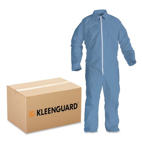 KleenGuard A65 Zipper Front Flame Resistant Coveralls, 4X-Large, Blue, 21/Carton