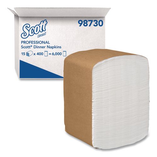Scott Full-Fold Dispenser Napkins, 1-Ply, 12 x 17, White, 400/Pack, 15 Packs/Carton