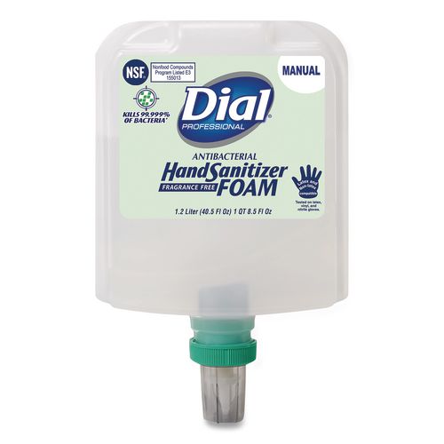 Dial Professional Antibacterial Foaming Hand Sanitizer Refill for Dial 1700 V Dispenser, 1.2 L, Fragrance Free, 3/Carton