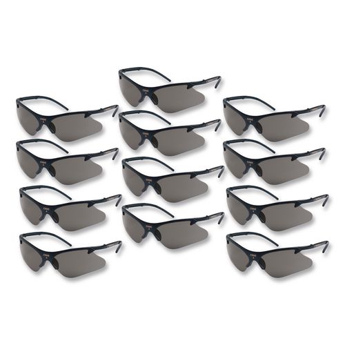 Smith & Wesson Code 4 Safety Glasses, Black Half Frame, Smoke Dual Lens, 12/Box
