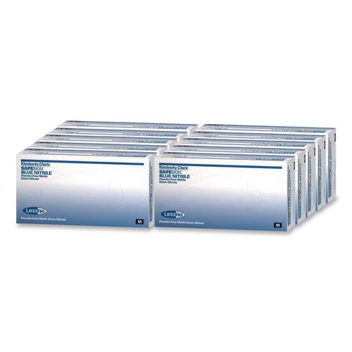 Kimberly-Clark Professional* Nitrile Gloves, Powder-Free, 6 mil Thick, 9.5" Long, Blue, 100/Box, 10 Boxes/Carton