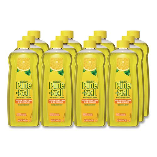 Pine-Sol Multi-Surface Cleaner Concentrated, Lemon Fresh Scent, 14 oz Bottle, 12/Carton