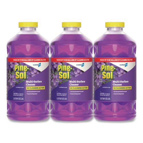 Pine-Sol CloroxPro Multi-Surface Cleaner Concentrated, Lavender Clean Scent, 80 oz Bottle, 3/Carton