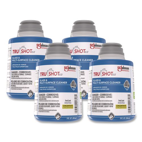 SC Johnson Professional TruShot 2.0 Glass and Multisurface Cleaner, Fresh Scent, 9 oz Cartridge, 4/Carton