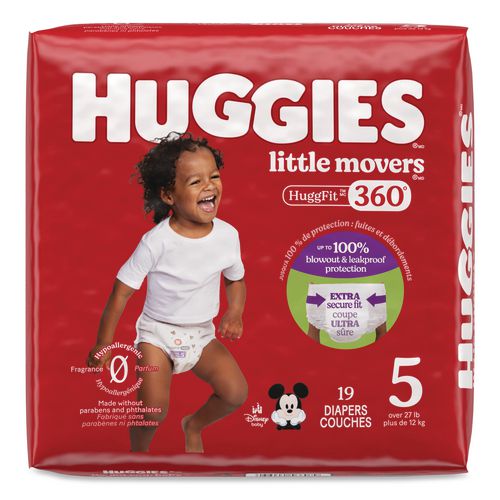 Huggies Little Movers HuggFit 360 Degree, Size 5, Over 27 lbs, Disney Design, 19/Pack