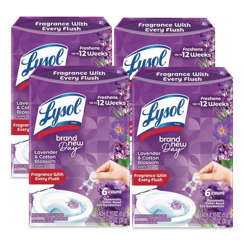 LYSOL Brand Click Gel Automatic Toilet Bowl Cleaner, Lavender and Cotton Blossom, 6/Box, 4 Boxes/Carton