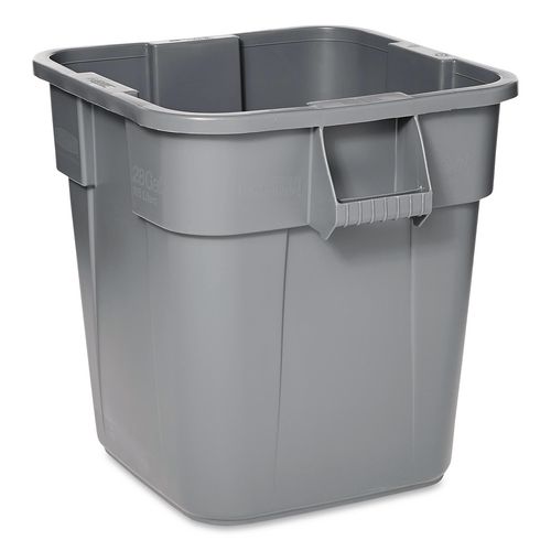 Rubbermaid Commercial Square Brute Container, 28 gal, Polyethylene, Gray