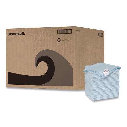 Boardwalk Microfiber Cleaning Cloths, 16 x 16, Blue, 24/Pack