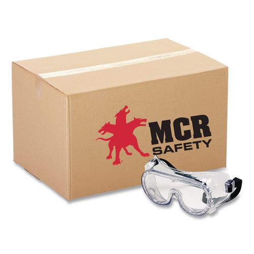 MCR Safety Basic Impact Goggles, Direct Venting, OTG, Clear Lens, Clear Frame, 36/Box