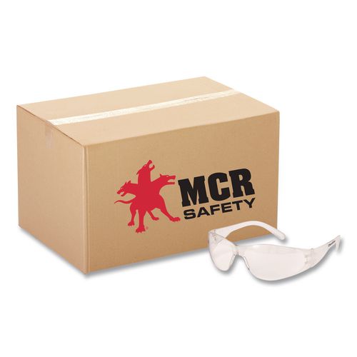 MCR Safety Checklite Safety Glasses, Frameless, Clear Single Lens, 12/Box