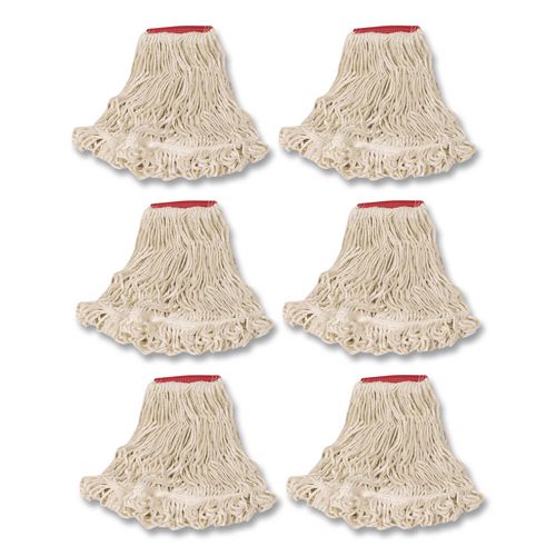 Rubbermaid Commercial Super Stitch Looped-End Wet Mop Head, Cotton/Synthetic, Large Size, Red/White