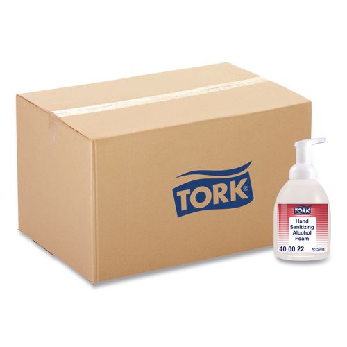 Tork Alcohol Foam Hand Sanitizer, 18 oz Pump Bottle, Unscented, 6/Carton