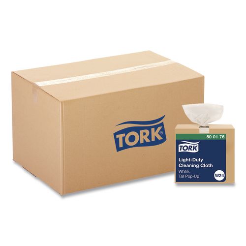 Tork Light Duty Cleaning Cloth Pop Up Box, 1-Ply, 8.3 x 16.1, White, 120 Cloths/Pack, 10 Packs/Carton