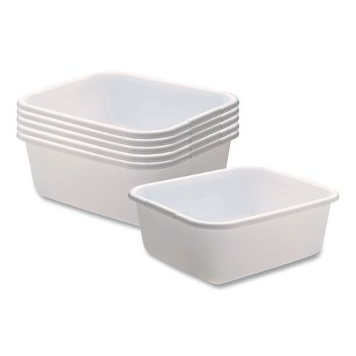 Rubbermaid Microban Dishpan, 4.5 gal, 14.5" x 12.5" x 5.7", White, 6/Carton