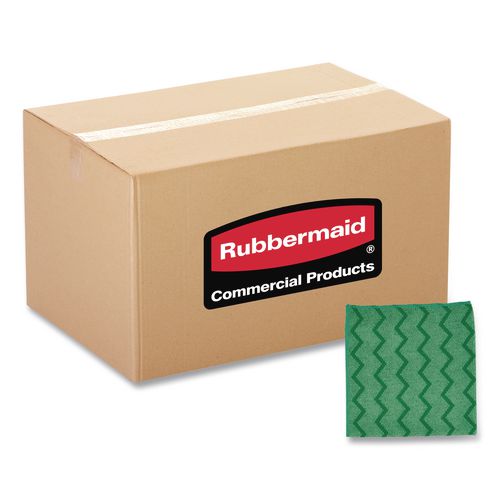 Rubbermaid Commercial Reusable Cleaning Cloths, Microfiber, 16 x 16, Green, 12/Carton